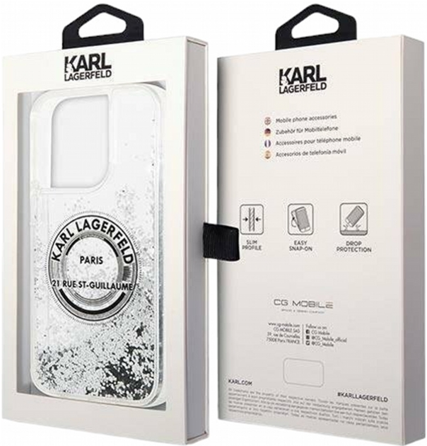 Etui CG Mobile Karl Lagerfeld Liquid Glitter RSG do Apple iPhone 14 Pro Srebrny (3666339085902) - obraz 2