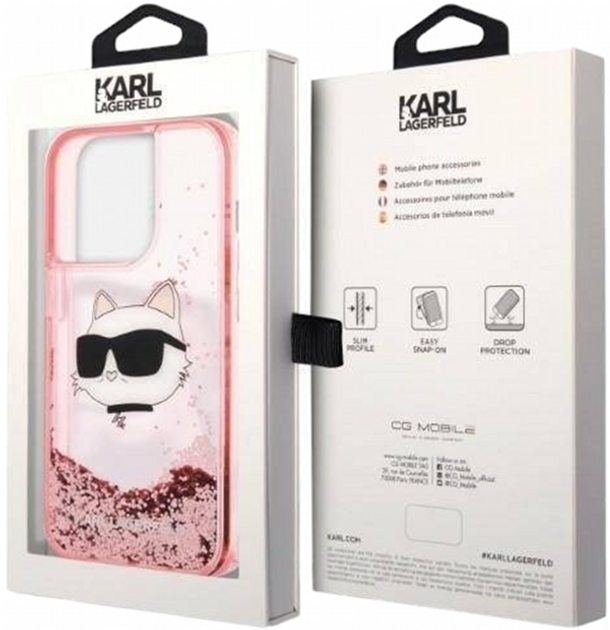 Etui CG Mobile Karl Lagerfeld Glitter Choupette Head do Apple iPhone 14 Pro Rozowy (3666339086985) - obraz 2