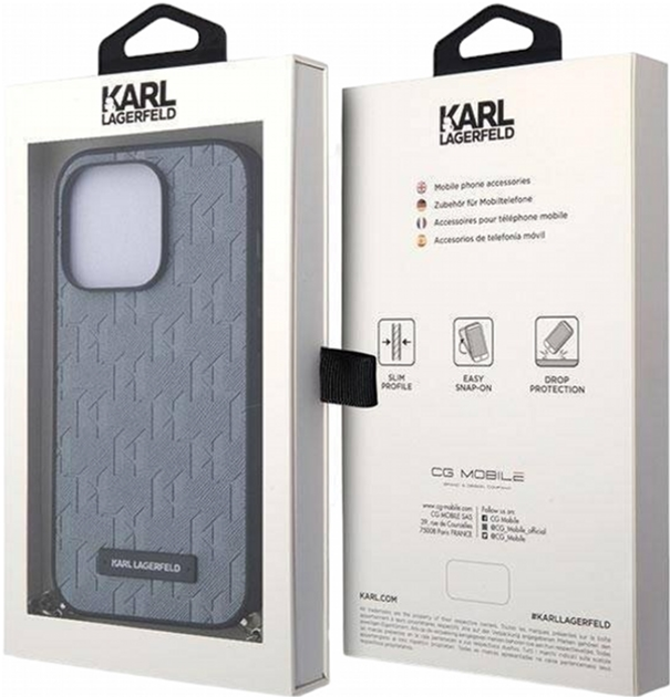 Панель CG Mobile Karl Lagerfeld Saffiano Monogram Chain для Apple iPhone 14 Pro Silver (3666339122928) - зображення 3