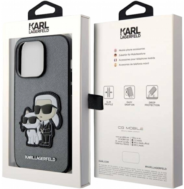 Панель CG Mobile Karl Lagerfeld Saffiano Karl&Choupette для Apple iPhone 14 Pro Silver (3666339122768) - зображення 2