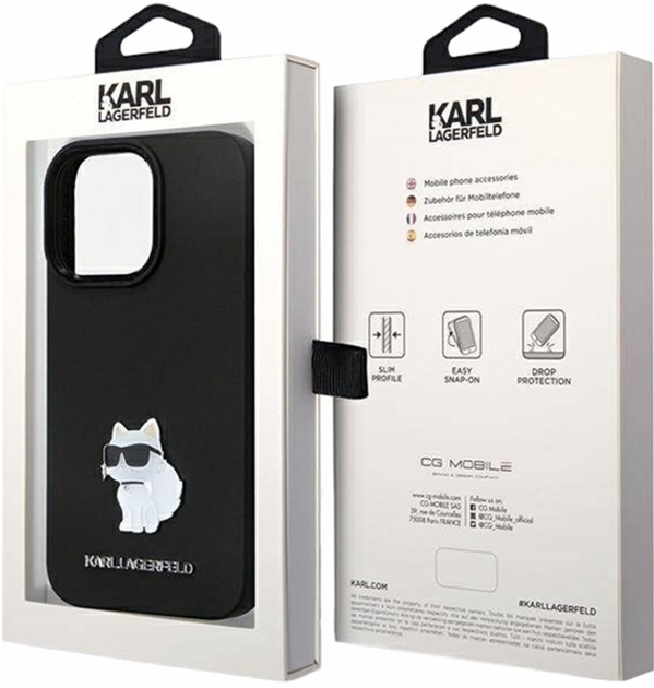 Панель CG Mobile Karl Lagerfeld Silicone C Metal Pin для Apple iPhone 14 Pro Black (3666339166335) - зображення 2