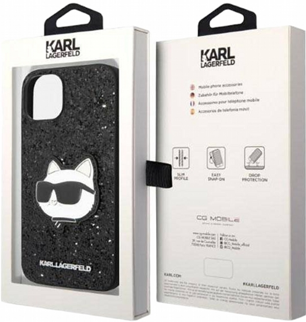 Панель CG Mobile Karl Lagerfeld Glitter Choupette Patch для Apple iPhone 14 Plus Black (3666339099404) - зображення 3