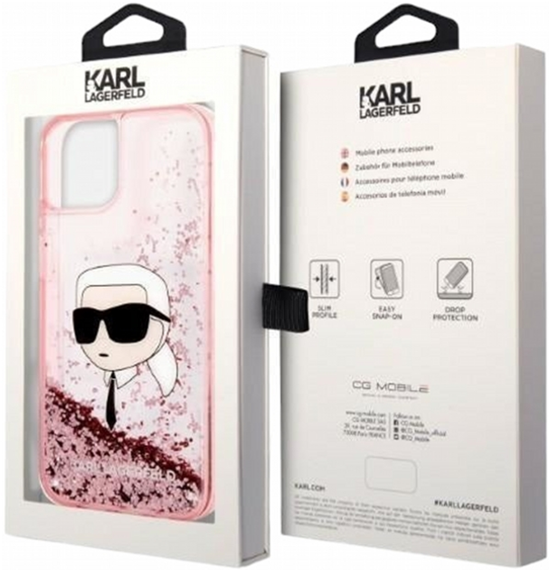 Панель CG Mobile Karl Lagerfeld Glitter Karl Head для Apple iPhone 14 Plus Pink (3666339086893) - зображення 3