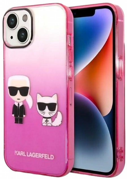 Etui CG Mobile Karl Lagerfeld Gradient Iconic Karl&Choupette do Apple iPhone 14 Plus Rozowy (3666339086374) - obraz 1