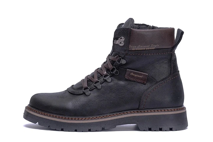 Чоловічі зимові шкіряні черевики ZG Black Military Style 42 28 см Чорні - Фото 4 Чоловічі зимові шкіряні черевики ZG Black Military Style 42 28 см Чорні - зображення 4