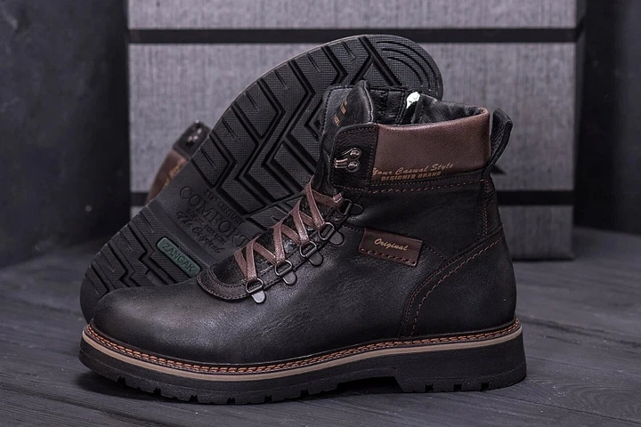 Чоловічі зимові шкіряні черевики ZG Black Military Style 42 28 см Чорні - Фото 9 Чоловічі зимові шкіряні черевики ZG Black Military Style 42 28 см Чорні - зображення 9