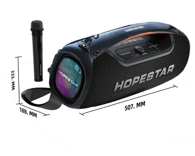 Портативная беспроводная Bluetooth колонка Hopestar A60 |BT5.1, 100 Вт, TWS, AUX/TF/USB, 8h, IP5X| Черная - изображение 6
