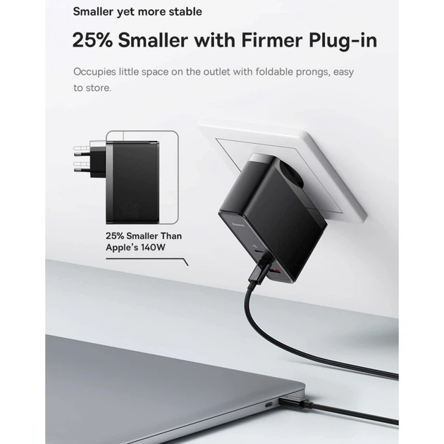 Сетевое зарядное устройство BASEUS GaN5 Pro 140W (2 Type-C + 1 USB) - изображение 8