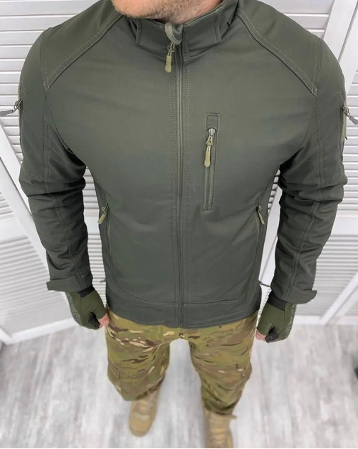 Армійська куртка Combat тканина soft-shell на флісі Оливковий XL (Kali) - зображення 1