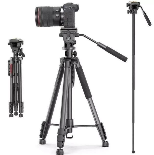 Штатив KINGJOY VT-890H6, вертикальная тренога 360° для камеры, фототаппарата 183 см, черный - изображение 2