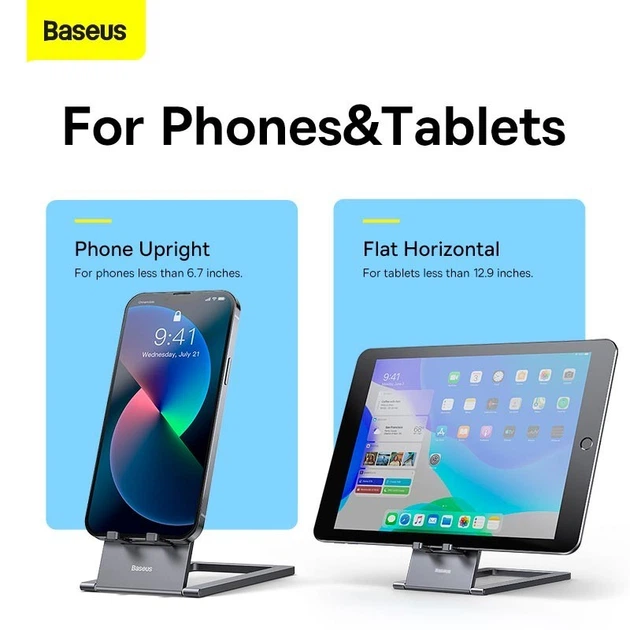 Подставка для телефона или планшета Baseus Foldable Metal Desktop Holder до 12.9" серый (LUKP000013) - изображение 13