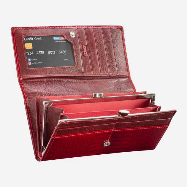 Кошелек женский кожаный Semi Line P8228-2 Красный (5903563822827) - изображение 3