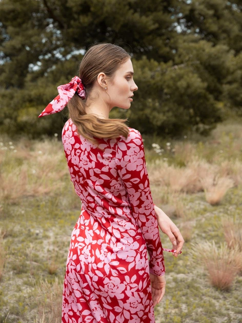 Плаття на запах міді жіноче Makover K083 L Рожеве (5903068496073) - зображення 3