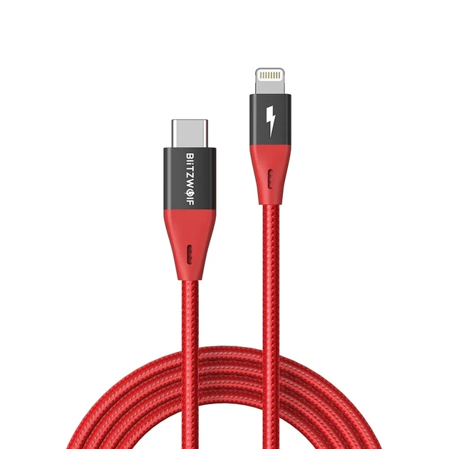 Кабель MFi зарядный BlitzWolf USB-C - Lightning 20 Вт Fast Charging Cable for iPhone PD3.0 1.8 м Red (YM0604) - изображение 2
