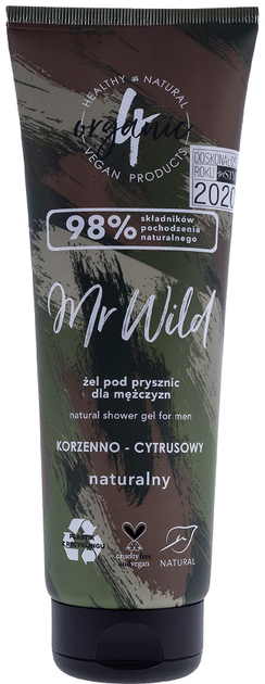 Чоловічій гель для душу 4organic Mr Wild Натуральний 250 мл (5904722225817) - зображення 1