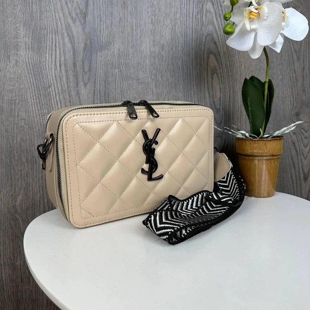 Модная женская мини сумочка клатч YSL экокожа стеганая бежевый сумка на плечо стильный клатч для вечеринок - изображение 3