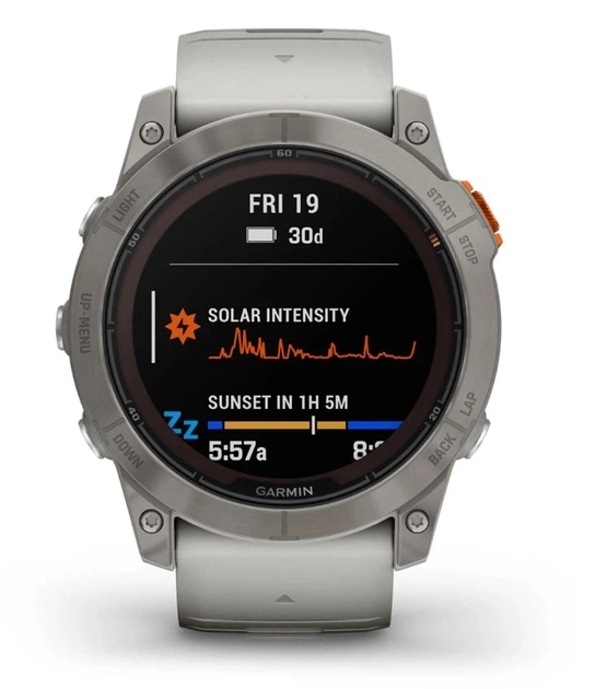 Смарт-годинник Garmin Fenix 7X Pro Sapphire Solar Titanium with Grey/Orange Band (010-02778-64) - Фото 2 Смарт-годинник Garmin Fenix 7X Pro Sapphire Solar Titanium with Grey/Orange Band (010-02778-64) - зображення 2