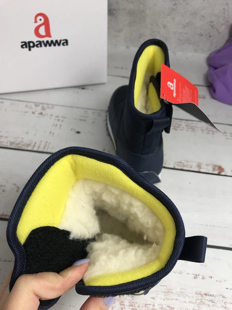 Чоботи дутіки зимові дитячі на хлопчика Apawwa 24р - 15 см темно сині (261) - зображення 4