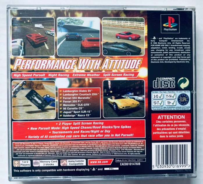 Need For Speed 3 Hot Pursuit, Б/У, английская версия - диск для PlayStation 1 - Фото 3 Need For Speed 3 Hot Pursuit, Б/У, английская версия - диск для PlayStation 1 - изображение 3