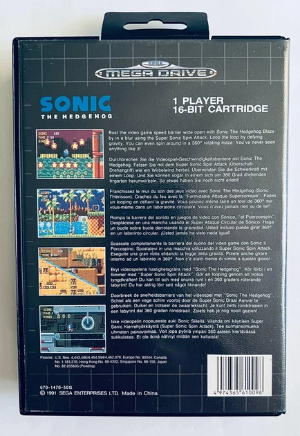 Sonic the Hedgehog, Б/У, английская версия - картридж для SEGA Mega Drive - Фото 2 Sonic the Hedgehog, Б/У, английская версия - картридж для SEGA Mega Drive - изображение 2