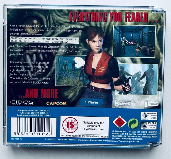 Resident Evil Code Veronica, Б/У, английская версия - диск для SEGA Dreamcast - Фото 4 Resident Evil Code Veronica, Б/У, английская версия - диск для SEGA Dreamcast - изображение 4