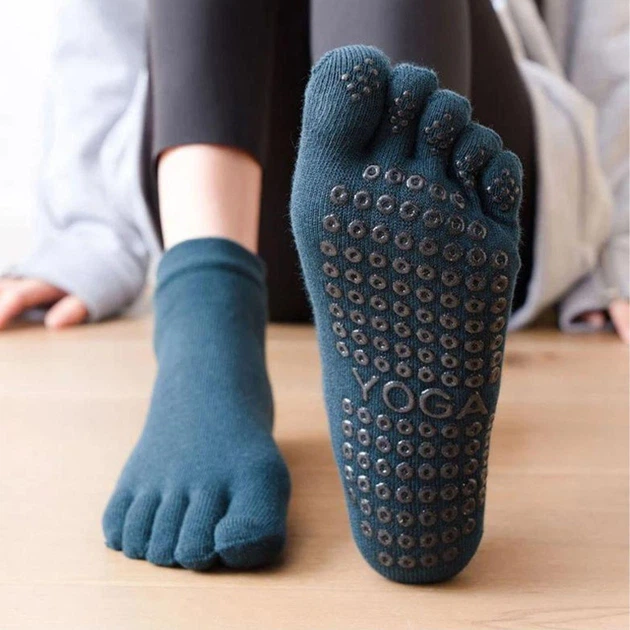 Носки для йоги и пилатеса нескользящие закрытые Amber Grip петроль (35-40) - изображение 2