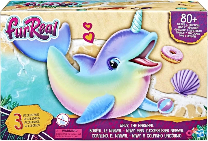 Интерактивная игрушка Hasbro FurReal Нарвал радужный Вэйви дельфин FurReal Wavy Narwhal Interactive Toy (F2604) - изображение 8