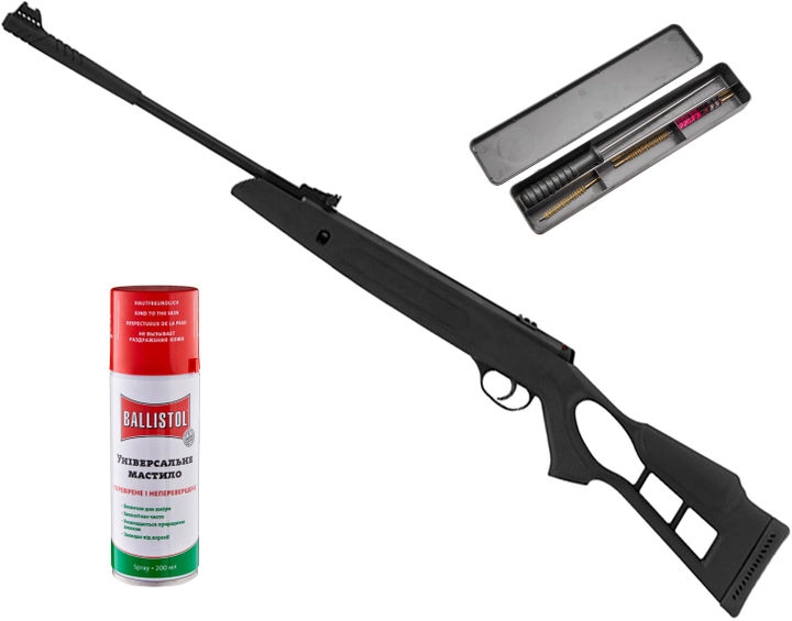 Набір Пневматична гвинтівка Hatsan Striker Magnum (Edge) + Набір для чищення пневматичної гвинтівки MegaLine у пластиковій коробці калібр 4.5 мм (14250121) + Олива збройова Klever Ballistol spray 200 мл (4290004) - зображення 1
