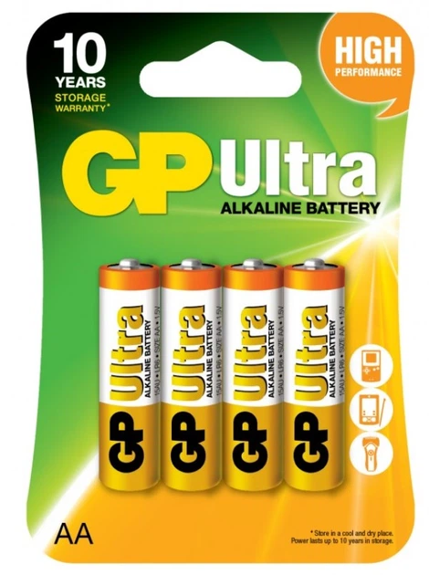Батарейка GP Ultra Alkaline АА LR6 (15AU-U4) 4 шт - Фото 1 Батарейка GP Ultra Alkaline АА LR6 (15AU-U4) 4 шт - изображение 1