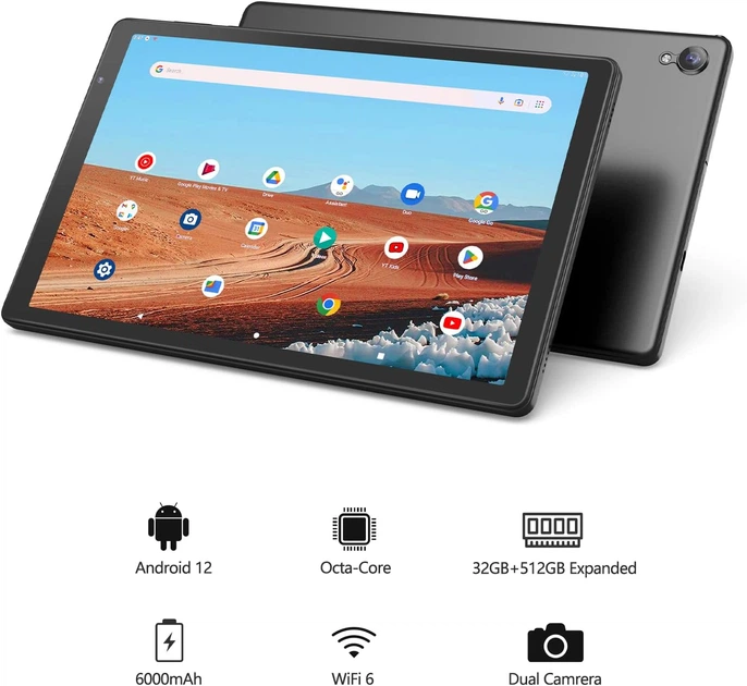Планшет 10.1" PRITOM M10 2+2/32Gb 4 ядра Android 12 6000 mAh Серый (101957613) - Б/У - изображение 2