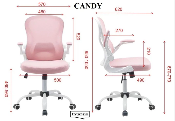 Крісло поворотне CANDY рожеве/білий каркас - изображение 7
