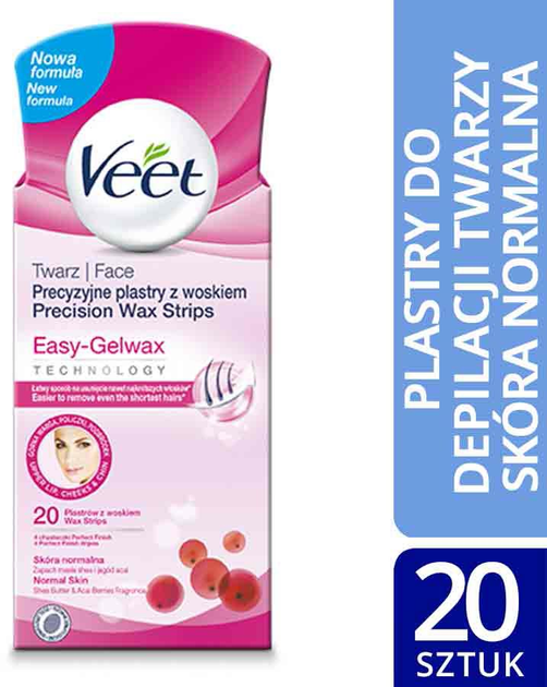 Віск для видалення волосся на обличчі Veet смужки 20 шт (5900627024128) - зображення 1