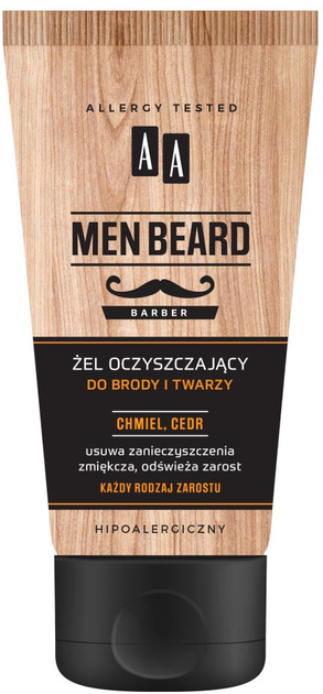 Żel do brody i twarzy AA Men Beard oczyszczający 150 ml (5900116081670) - obraz 1