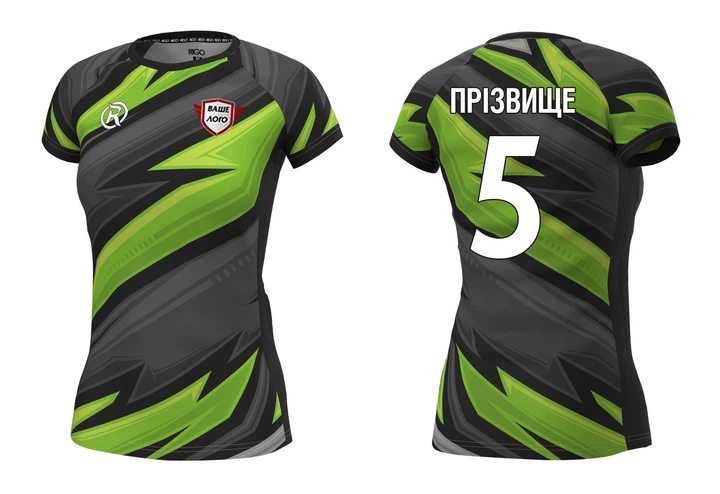 Волейбольна футболка жіноча RIGO IMPERIA Black-Green M - Фото 2 Волейбольна футболка жіноча RIGO IMPERIA Black-Green M - зображення 2