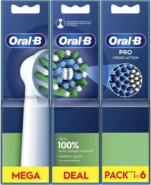 Насадки для електричної зубної щітки Oral-B Pro Cross Action, 6 шт білі (8006540847879) - зображення 2