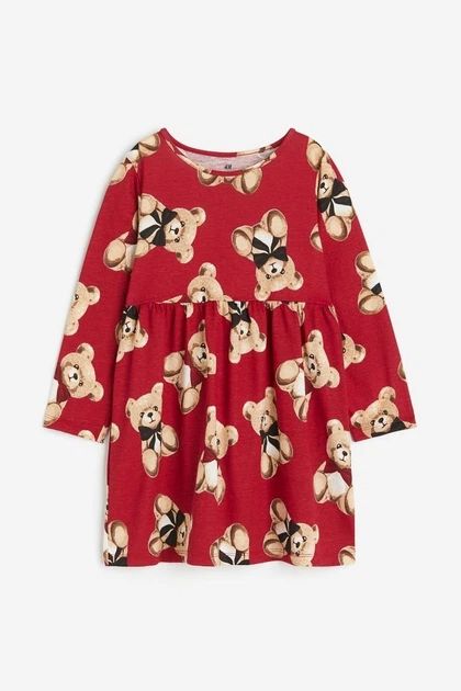 Платье для девочки красное Мишки Тедди H&M 92см (400093935) - Фото 1 Платье для девочки красное Мишки Тедди H&M 92см (400093935) - изображение 1