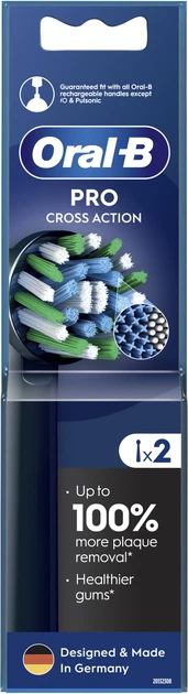 Насадки для електричної зубної щітки Oral-B Pro Cross Action Чорні, 2 шт (8006540847657) - Фото 2 Насадки для електричної зубної щітки Oral-B Pro Cross Action Чорні, 2 шт (8006540847657) - зображення 2