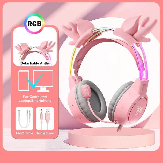 Навушники ігрові Onikuma Gaming Headset X15 Pro with Deer Ear (pink) - зображення 2