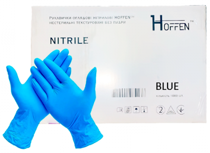 Перчатки нитриловые Hoff Medical Размер XS 500 пар Синие (CM_66018) - изображение 1