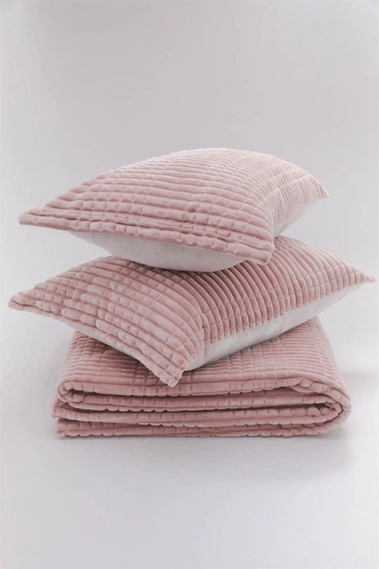 Покрывало с наволочками Merinos с Modern Line Евро 220×240 см Велософт Пудра - Фото 2 Покрывало с наволочками Merinos с Modern Line Евро 220×240 см Велософт Пудра - изображение 2