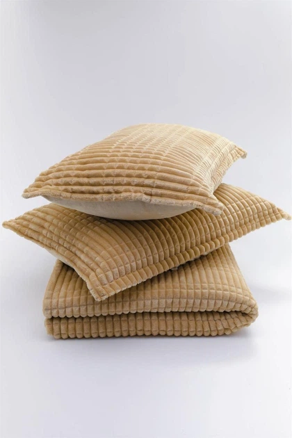 Покрывало с наволочками Merinos с Modern Line Полуторный 150×220 см Велофт Горчичный - изображение 2