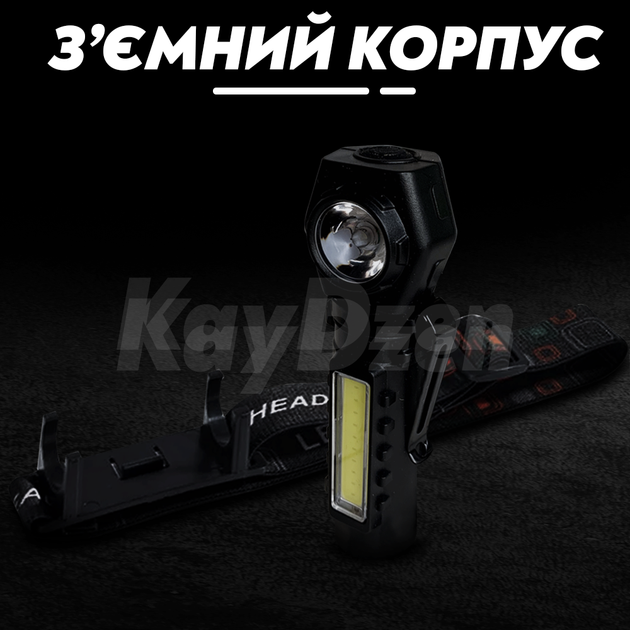 Налобний ліхтар Andowl Q-TD101X1 акумуляторний LED ліхтарик - зображення 6