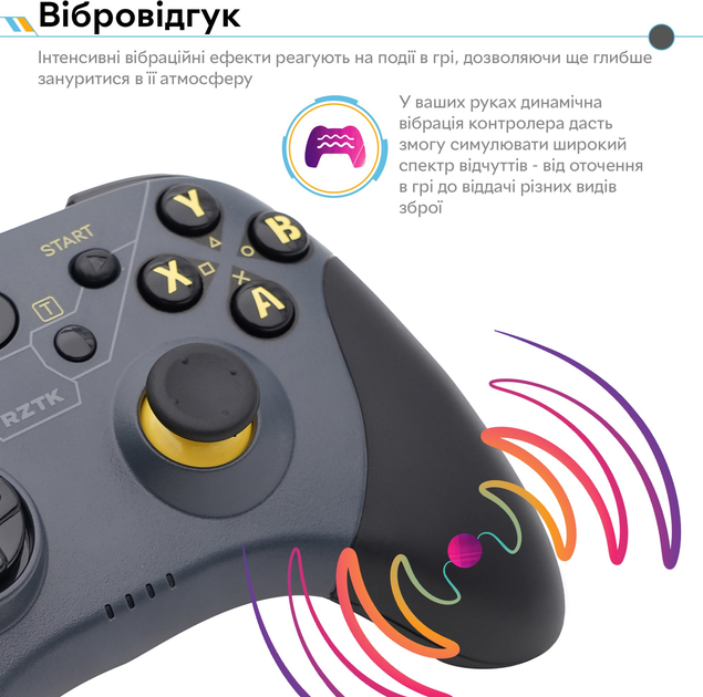 Бездротовий геймпад RZTK GamePad BT5.0 PC/iOS/Android/PS3/PS4 Grey - зображення 8