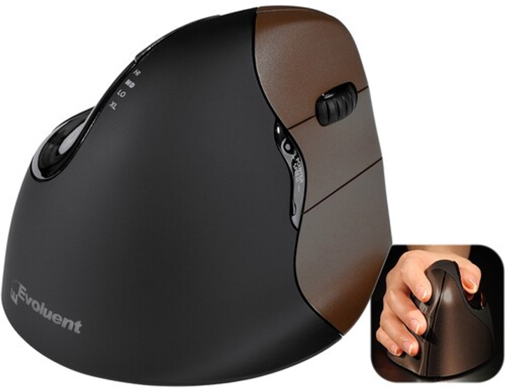 Mysz Evoluent VerticalMouse 4 Small Wireless Black/Brown (VM4SW) - obraz 7