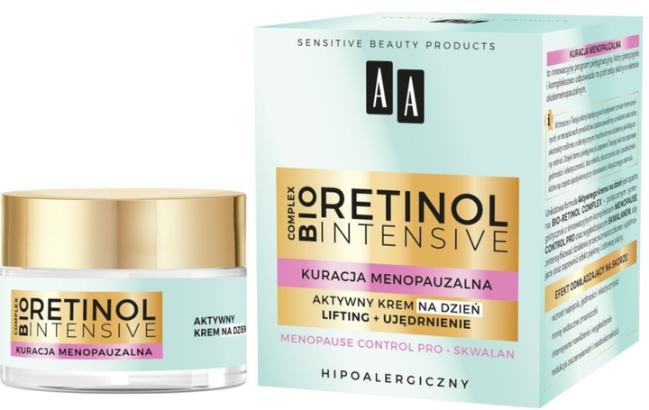 Активний крем AA Retinol Intensive Kuracja Menopauzalna ліфтинг + зміцнення денний 50 мл (5900116083650) - зображення 1