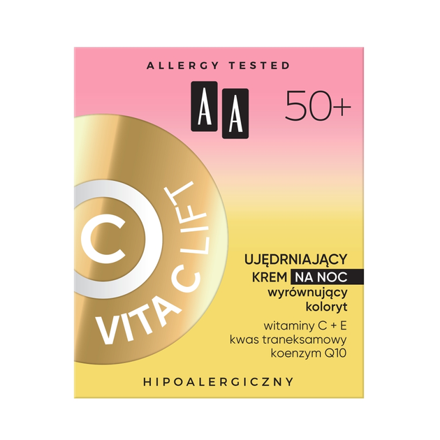 Krem AA Vita C Lift 50+ ujędrniający wyrównujący koloryt na noc 50 ml (5900116082745) - obraz 1