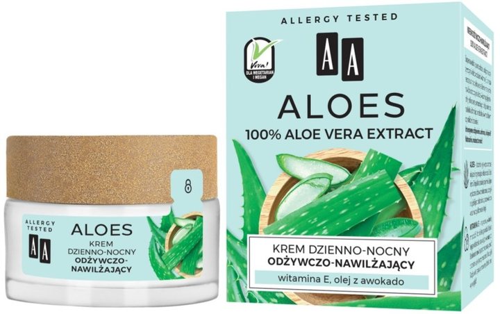 Krem AA Aloes 100% Aloe Vera Extract odżywczo-nawilżający 50 ml (5900116069678) - obraz 1