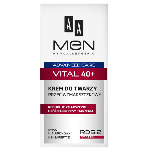 Крем для обличчя AA Men Advanced Care Vital 40+ проти зморшок 50 мл (5900116025261) - зображення 1