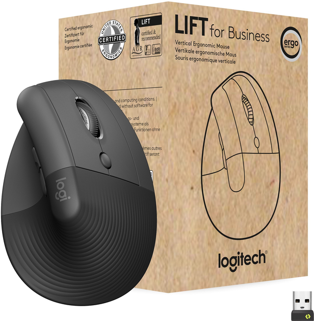 Миша Logitech Lift for Business Wireless/Bluetooth Graphite (910-006494) - зображення 7
