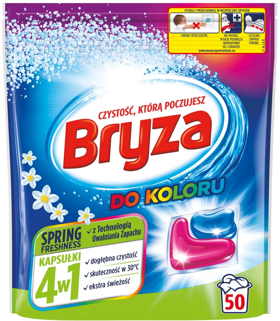 Kapsułki do prania Bryza koloru Spring Freshness 4 w 1 50 szt (5908252001484) - obraz 1